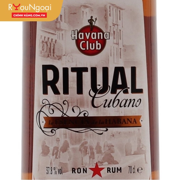 Logo của rượu Havana Club Ritual Cubano được in một cách rõ ràng