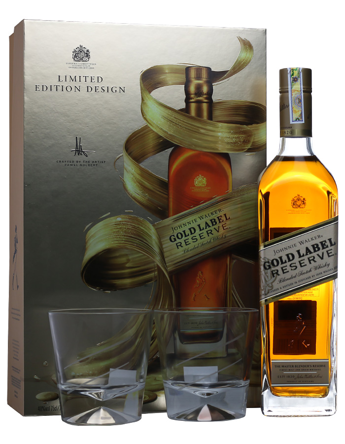 Rượu Johnnie Walker Gold hộp quà 2 ly