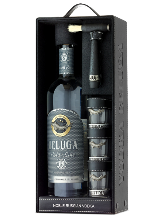 Rượu Vodka Beluga Gold Line  Hộp Ly